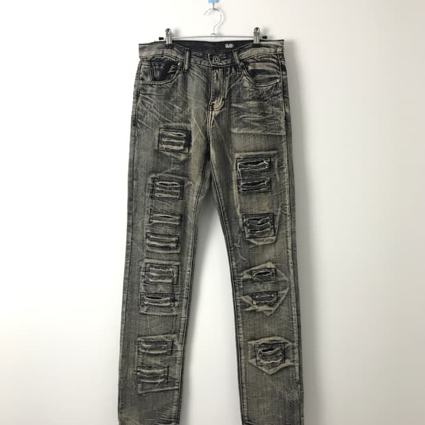 'GLAD NEWS' Heavy Distressed Denim Jeans