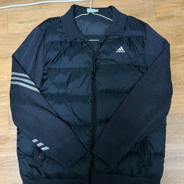 빈티지 아디다스 블랙 패딩 니트 믹스 자켓