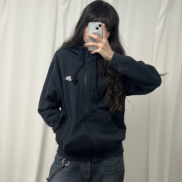 Nike black hood zip-up