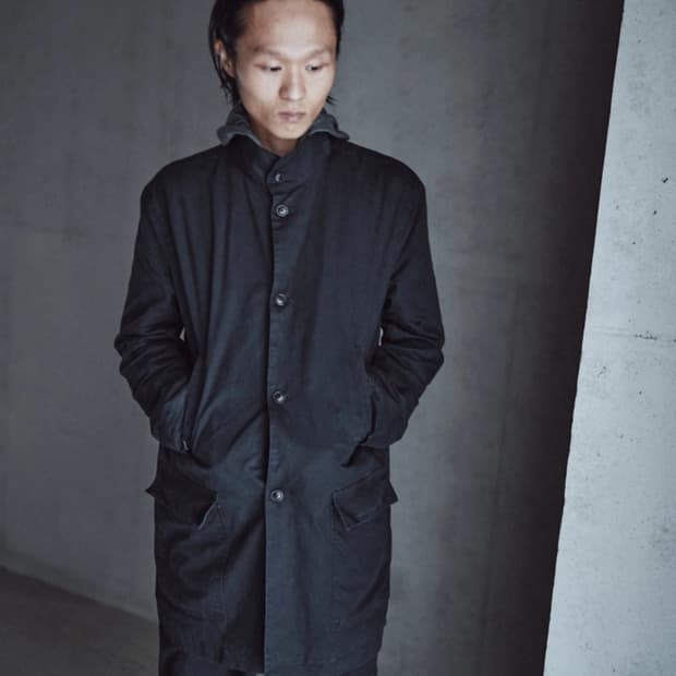 모노프리베 Textured Mid Coat Washed Black