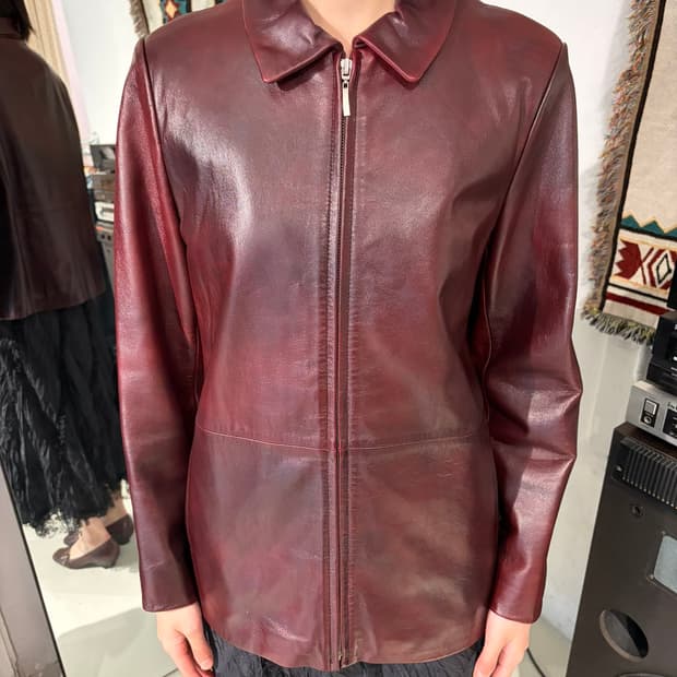  ESSEX 버건디 레더 자켓