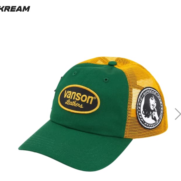 슈프림 x 히스테릭 글래머 x 밴슨 레더 메쉬 백 6-패널 그린