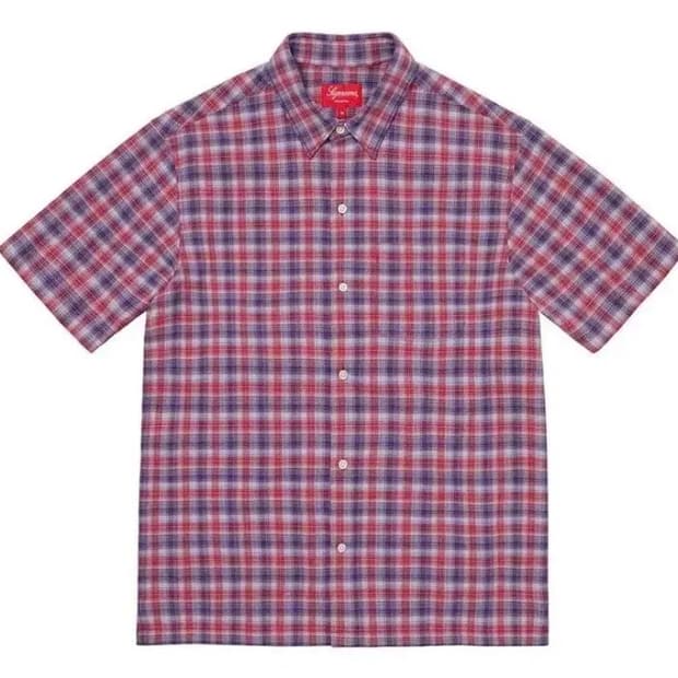 (M)슈프림 22SS 플레이드 S/S 탑 퍼플