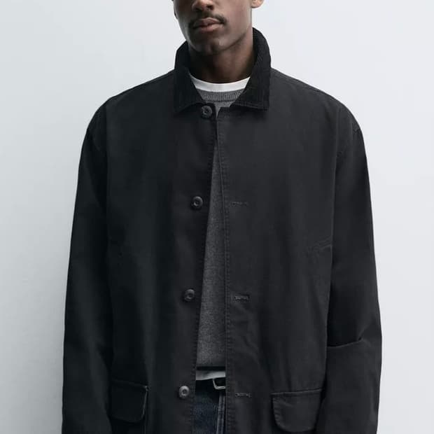 자라 콤비넥 데님 트렌치 코트