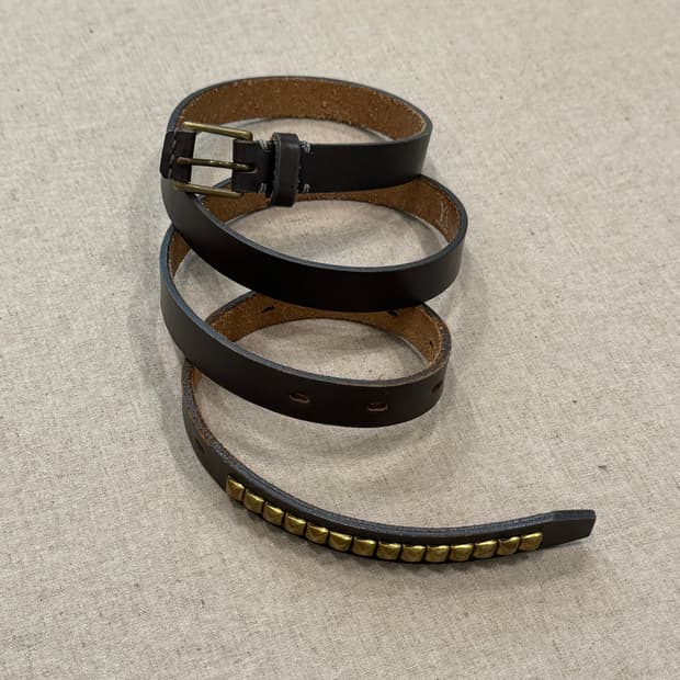 요지야마모토 골든 스터드 레더 벨트