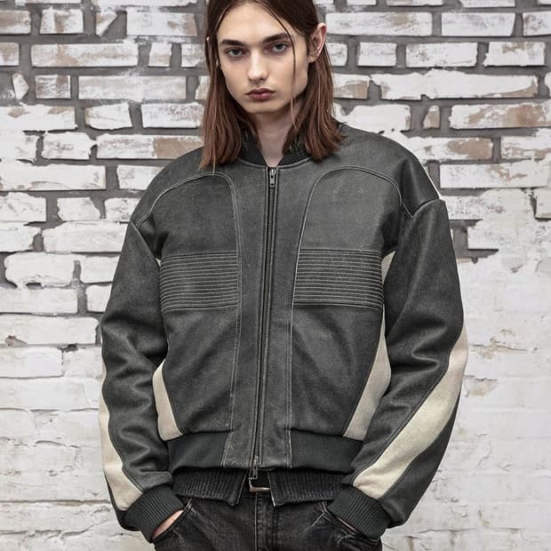 엘무드 스트릿 레이서 카우하이드 레더 자켓 그래파이트 44