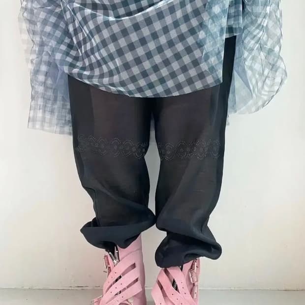 샵페어리 시스루 큐빅 팬츠