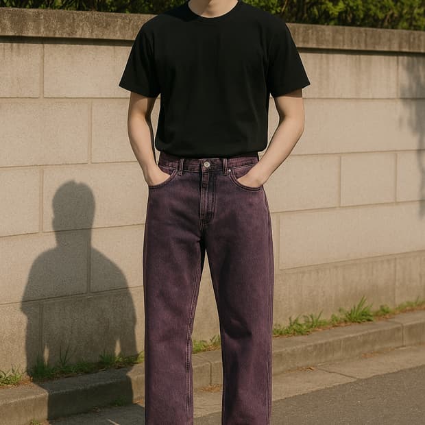 디앤에스알(DNSR) 커브드 와이드 데님 퍼플_L