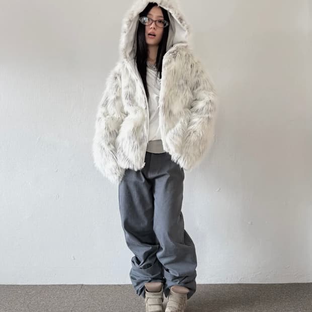 [새상품] 나체 리버시블 후드 퍼 자켓 크림 0사이즈