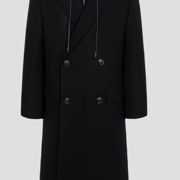 준지 /23fw 펠트 울 저지 후드 디테처블 더블 오버핏 롱코트 /52 