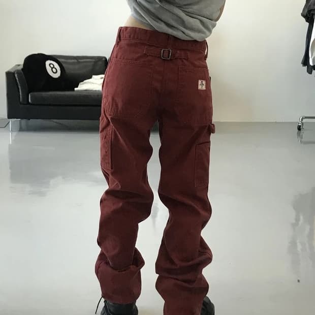 EDWIN 버건디 코튼 팬츠