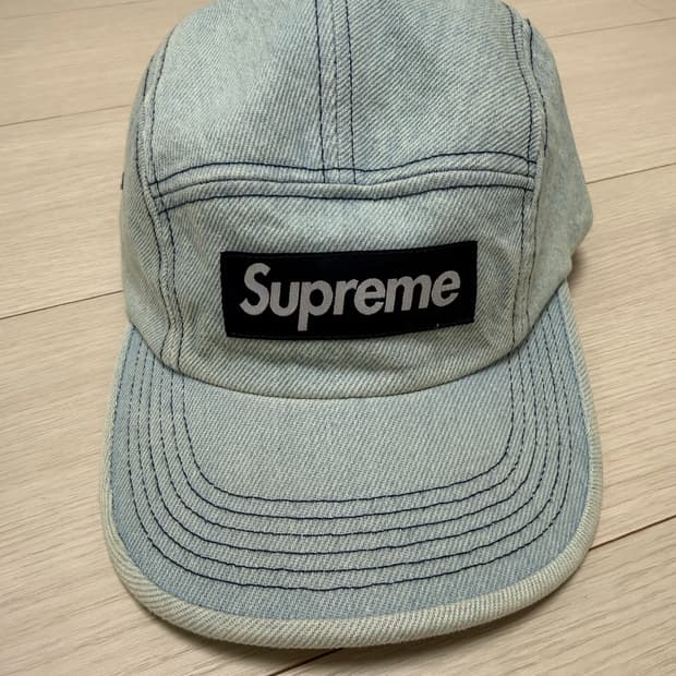 25SS 슈프림 데님 캠프캡 라이트 워시드 인디고  