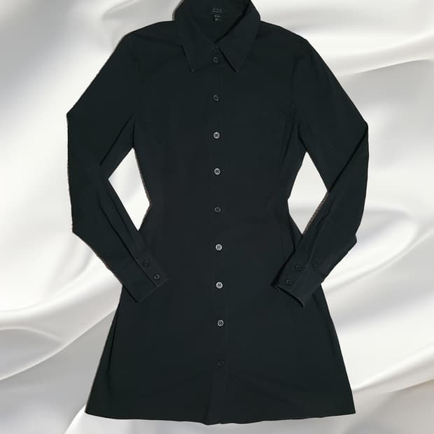 [코스 COS 36(55)] 블랙 셔츠형 원피스 슬림핏 긴팔 출근룩