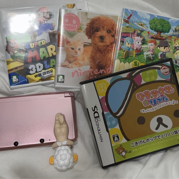 닌텐도 3DS + 리락쿠마 • 마리오 • 동숲 • 강아지 게임칩