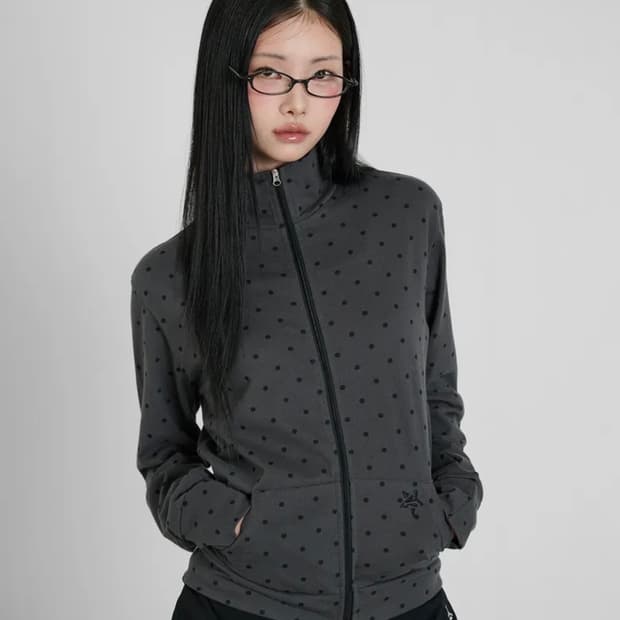 잇자바이브 DOT SYMBOL ZIP UP - CHARCOAL
