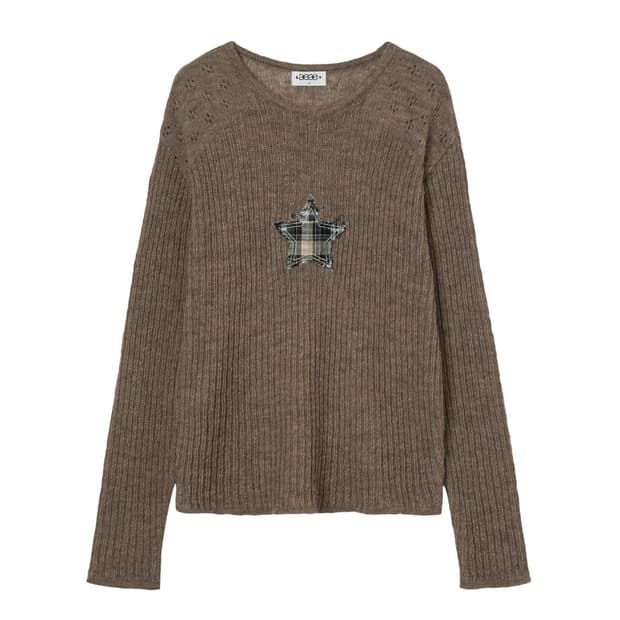 새상품) aeae SHEER APPLIQUE KNIT [BROWN]