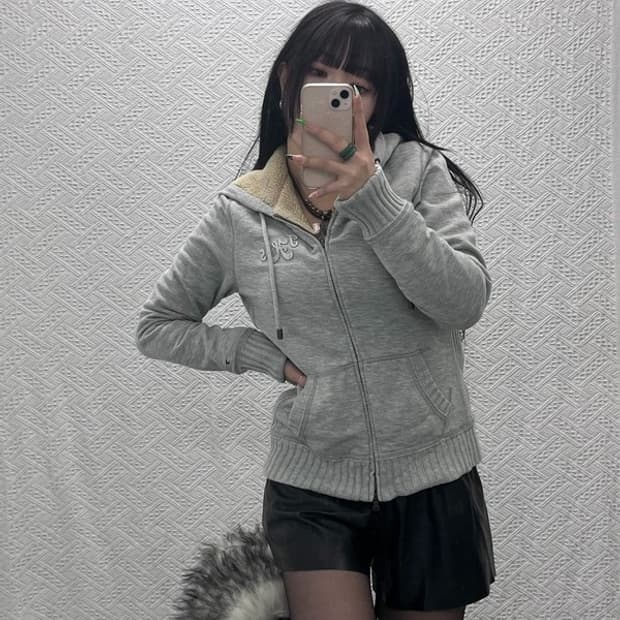 타미힐피거 빈티지 폭닥 슬림 양털 후드 집업 M C09146