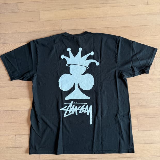 [XL] stussy 스투시 클럽크라운 피그먼트 다이드 반팔티셔츠 블랙
