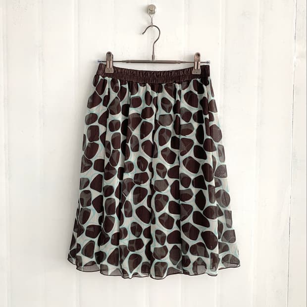 Mint Choco Abstract Dot Midi Skirt