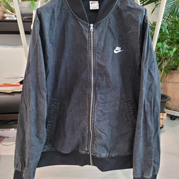 XXL 나이키 블랙 워시드 우븐 봄버 자켓 