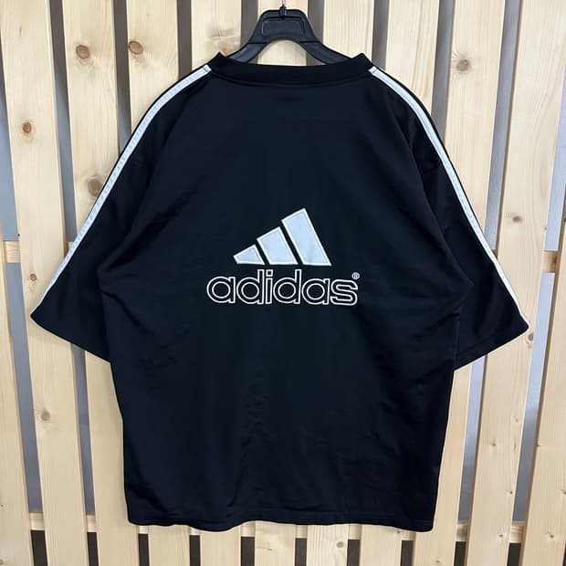 (L) 90s 아디다스 빅로고 반팔 티셔츠 블랙