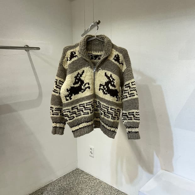 코위찬 빈티지 핸드메이드 노르딕 울니트 집업