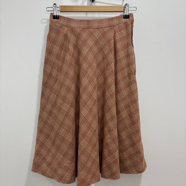 일본 빈티지 핑크 체크 스커트 치마