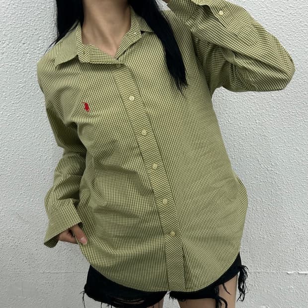 폴로 랄프로렌 레드포니 그린체크 셔츠 M