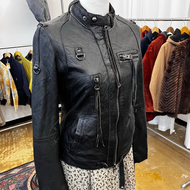 LAM CI 양가죽 레더 라이더 자켓