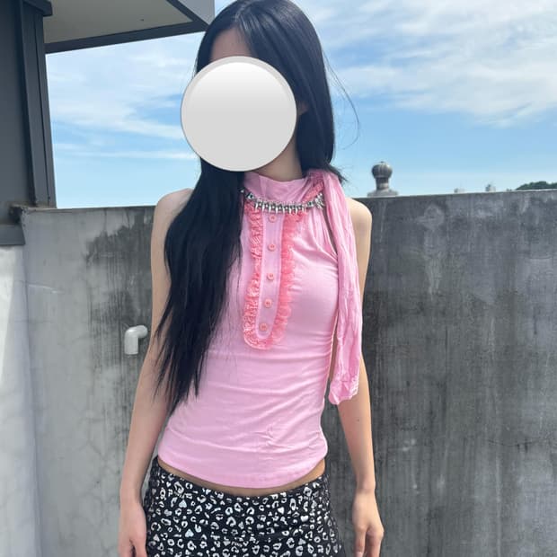 갸루 홀터 리본 탑