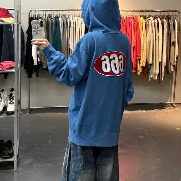 슈프림 자수로고 666 블루 후드집업 A3825