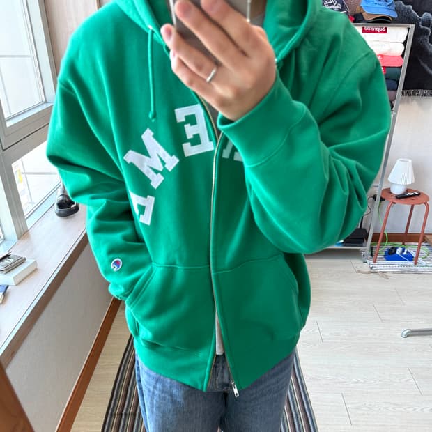 슈프림 챔피온 후드집업 그린