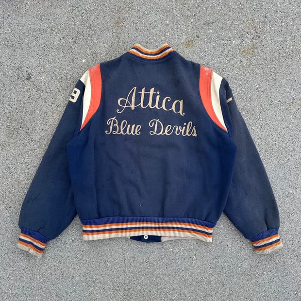50s USA 빈티지 선페이딩 울 바시티 자켓