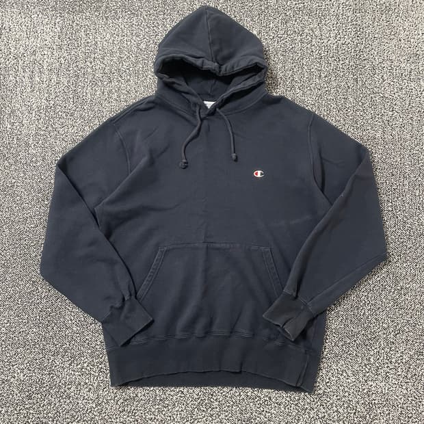 빈티지9. 챔피온 리버스위브 스몰로고 후드티 후디 스웻 블랙