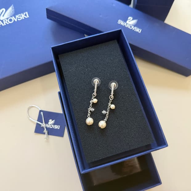 스와로브스키 펄 드롭 진주 귀걸이 이어링 은 실버 금 골드 다이아 티파니