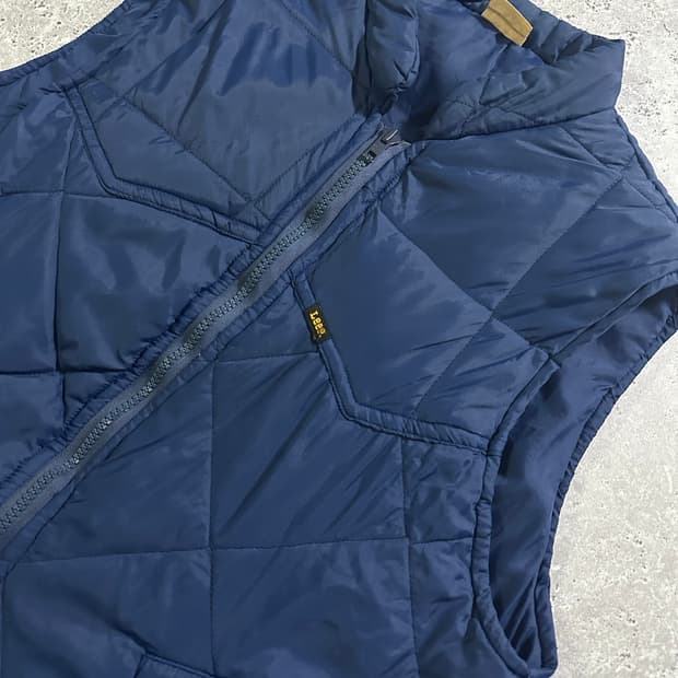 80s Lee 영국산 네이비 다이아몬드 퀼팅 베스트