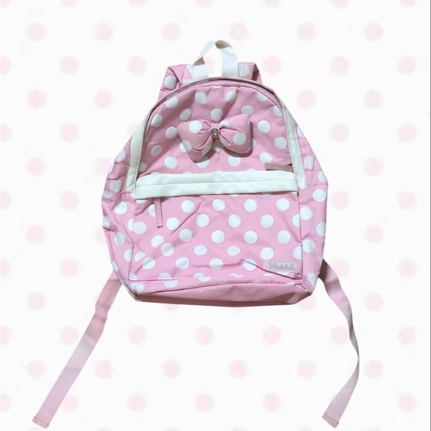 빈티지 딸기우유 핑크 베이비 리본 도트 백팩 히메갸루 핀터레스트