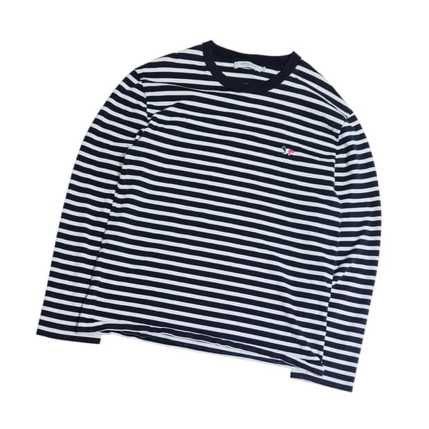 메종키츠네 스트라이프 긴팔티