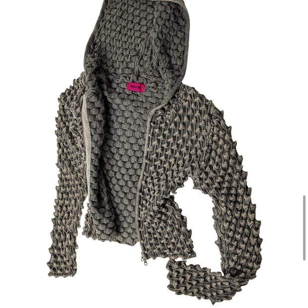 멜로우 로마네스코 니트 집업 카키