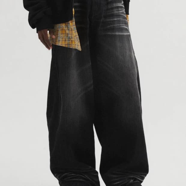 Dnsr 커브드 데님팬츠 블랙 XL