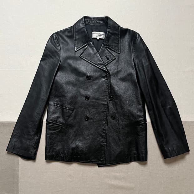 꼼데가르송 레더 더블 숏코트 comme des garcons 양가죽