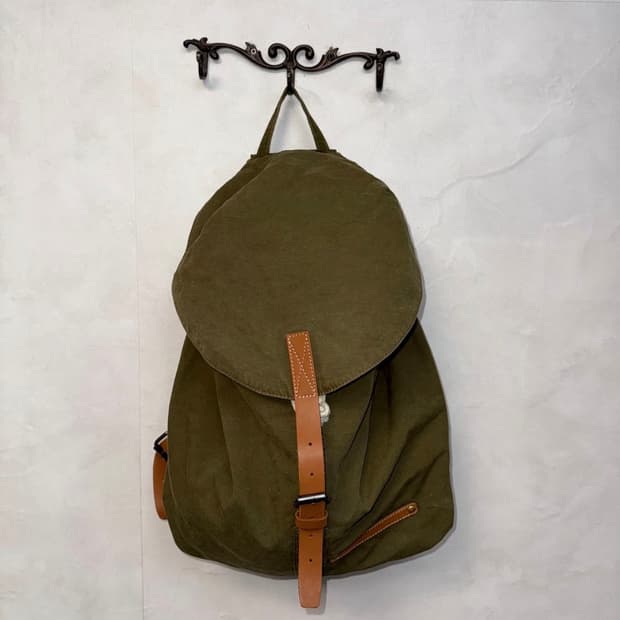 Olive khaki leather detail backpack