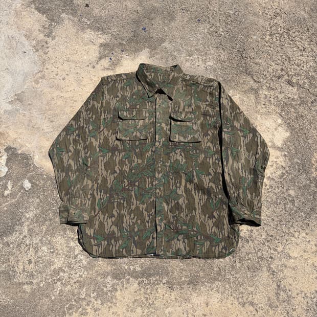 80s-90s Greenleaf 카모 빈티지 셔츠 XL