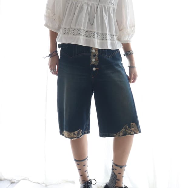 [Sunao Kuwahara] Lace Trimming Pants