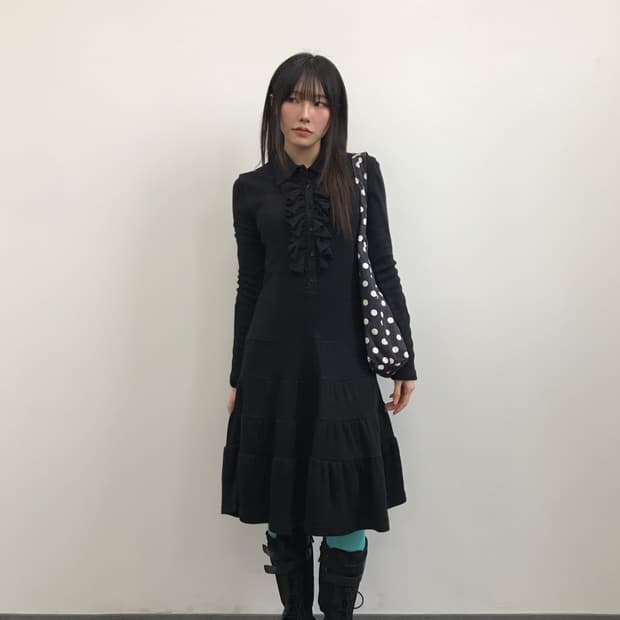 Kawa Okada Ruffled Tiered Knit Dress