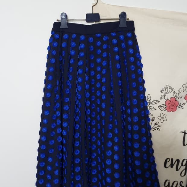 j.crew 네이비 색상 도트 미디스커트