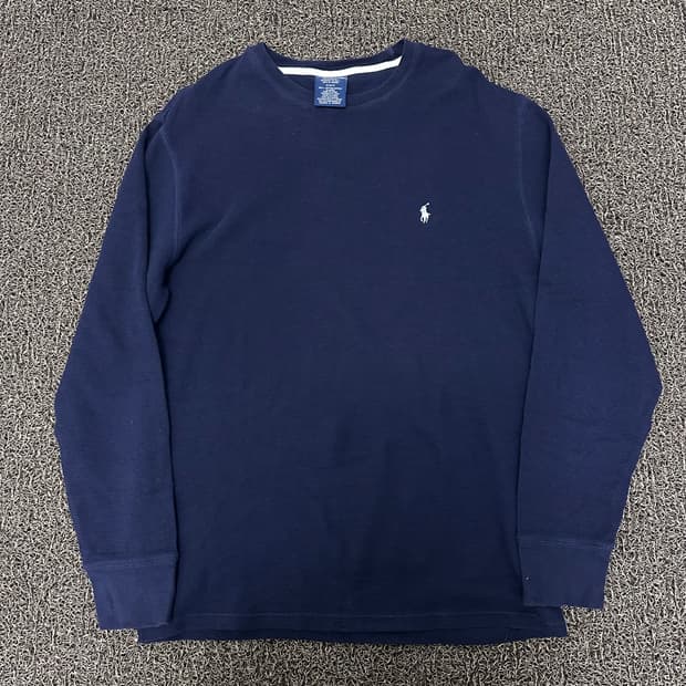 POLO 폴로 랄프로렌 와플 니트 긴팔 롱슬리브 네이비 M