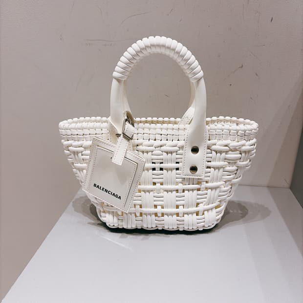 (정품/새상품) 발렌시아가 여성 화이트 비스트로 XXS 토트백 숄더백