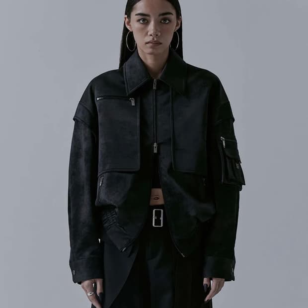 트리밍버드  Suede Matte Leather Jacket [Black