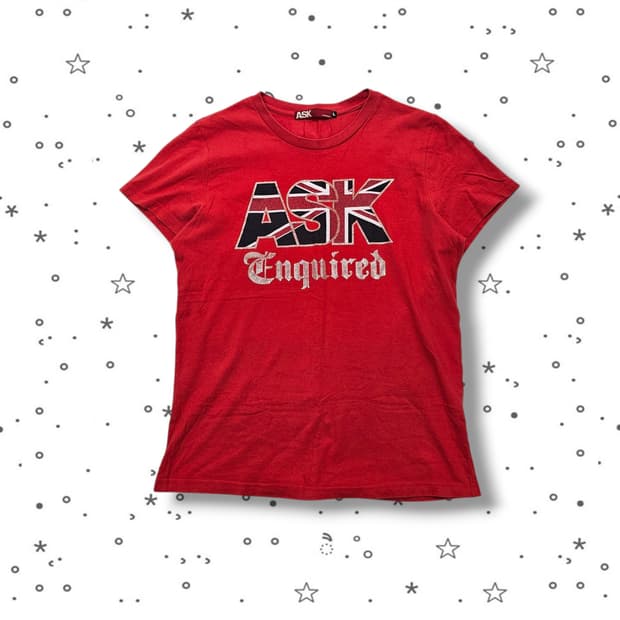 L ASK 에스크 프린팅 반팔 티셔츠 레드